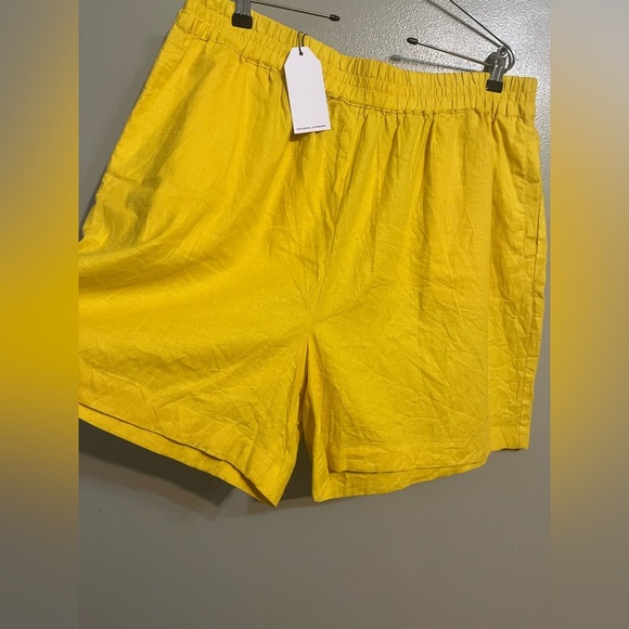 Universal Standard Womens Plus Yellow Linen Blend Pull On Shorts Size M NWT - Picture 3 of 13